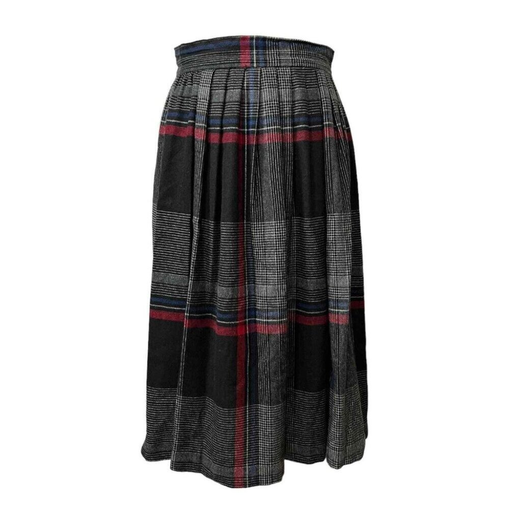 Vintage Copley Square LTD. Womens Button MDN 10 VTG 14 Tartan Plaid Wool Skirt - Picture 2 of 10